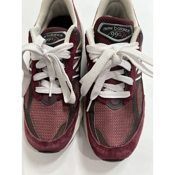 New Balance 990v6 MiUSA Teddy Santis Sneakers in Burgundy Tan main image 8